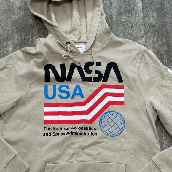 Men’s Old Navy Medium NASA USA Soft Fleece Pullover Hoodie Sweatshirt Kangaroo - Picture 5 of 9